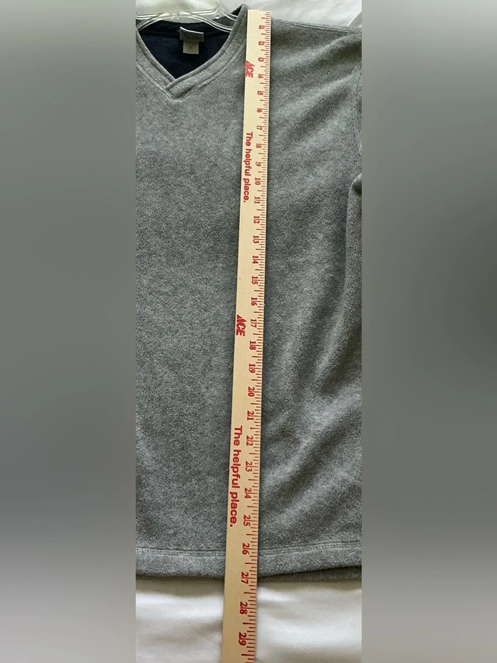 Vtg Old Navy Fleece V-Neck Sweater Men S GrayBlue Contrast Pullover 90s Gorpcore